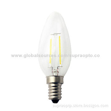 E14/1.8W LED Filament Candle Lights with >80Ra CRI, 40,000-hour Lifespan, OEM